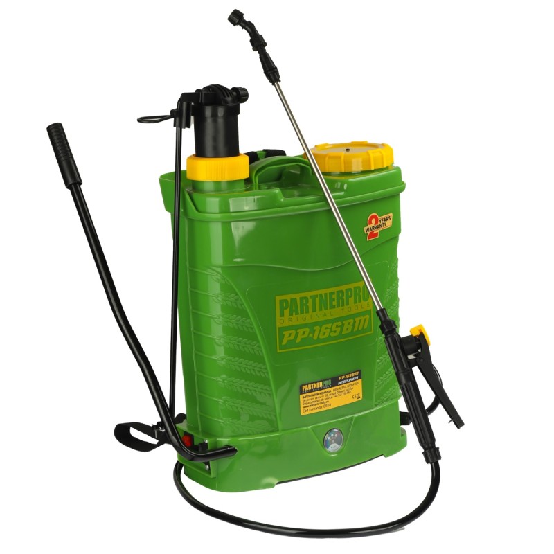 Pompa de stropit cu acumulator 2in1, PARTNERPRO PP-16SBM, 16 litri, 12V 8Ah, 3 duze Pompa de stropit cu acumulator 2in1, PARTNERPRO PP-16SBM, 16 litri, 12V 8Ah, 3 duze