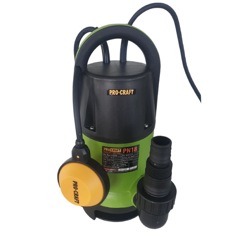 Pompa submersibila de apa murdara, PROCRAFT PN18, 750W, 12500 l/h, adancime maxima 8 m