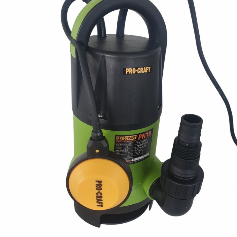 Pompa submersibila de apa murdara, PROCRAFT PN18, 750W, 12500 l/h, adancime maxima 8 m