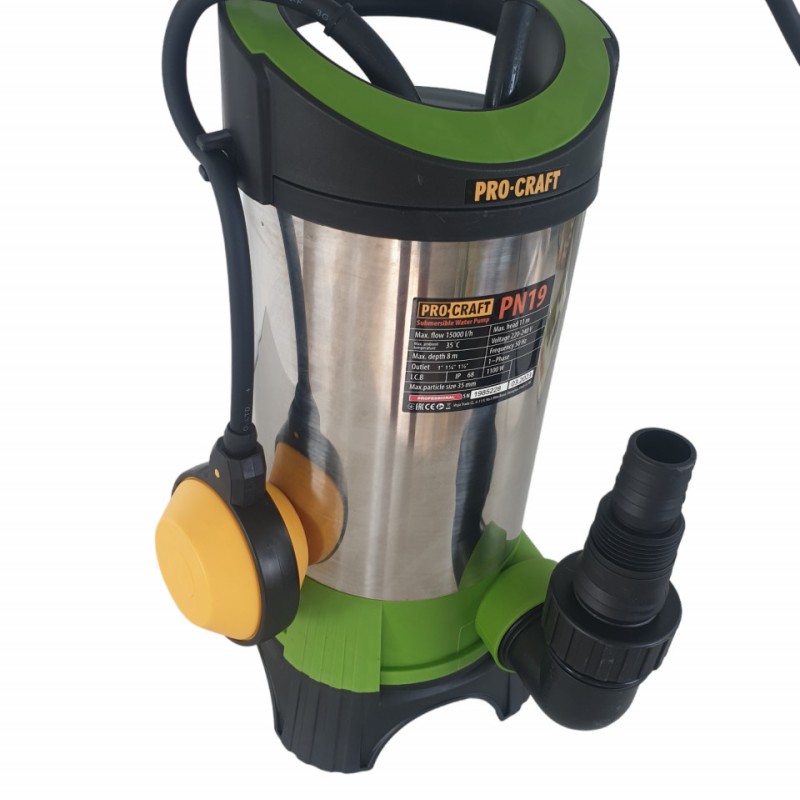 Pompa submersibila pentru apa murdara, PROCRAFT PN19, 1100W, 15000 l/h, adancime maxima 8 m Pompa submersibila pentru apa murdara, PROCRAFT PN19, 1100W, 15000 l/h, adancime maxima 8 m