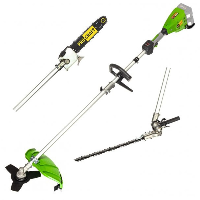 Trimmer electric pe acumulator, PROCRAFT PTA20/2, 2 x 20 V, 4Ah, 3 in 1, 3 sisteme de taiere