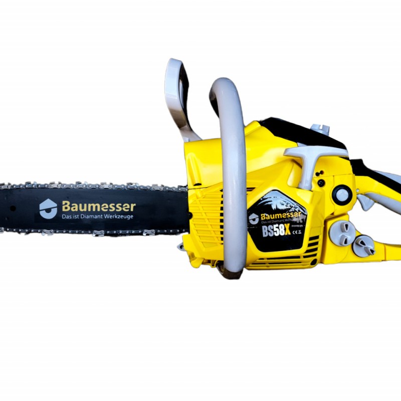 Motofierastrau (drujba) pe benzina, BAUMESSER BS58X, 2T, 4CP, 11500 RPM, 2 lame si 2 lanturi