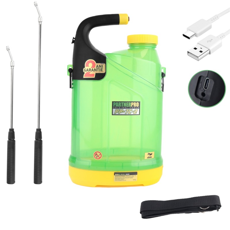 Pompa de stropit cu acumulator, PARTNERPRO, PP-7C-2, 7 litri, 5V, incarcare USB