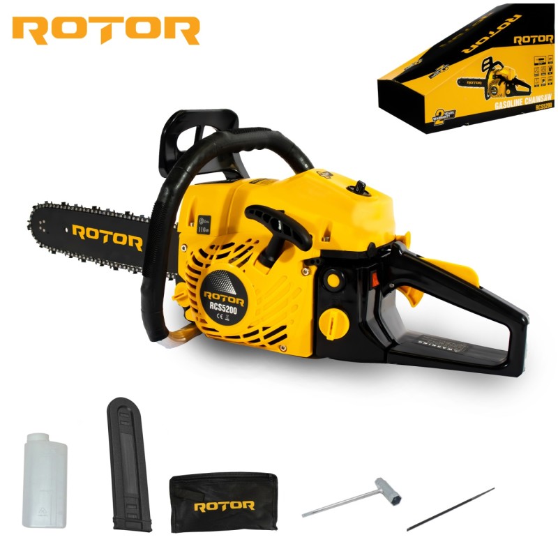 Motofierastrau (drujba) pe benzina, ROTOR RCS5200, 2T, 3.9CP, 10500 RPM, lama de 38 cm