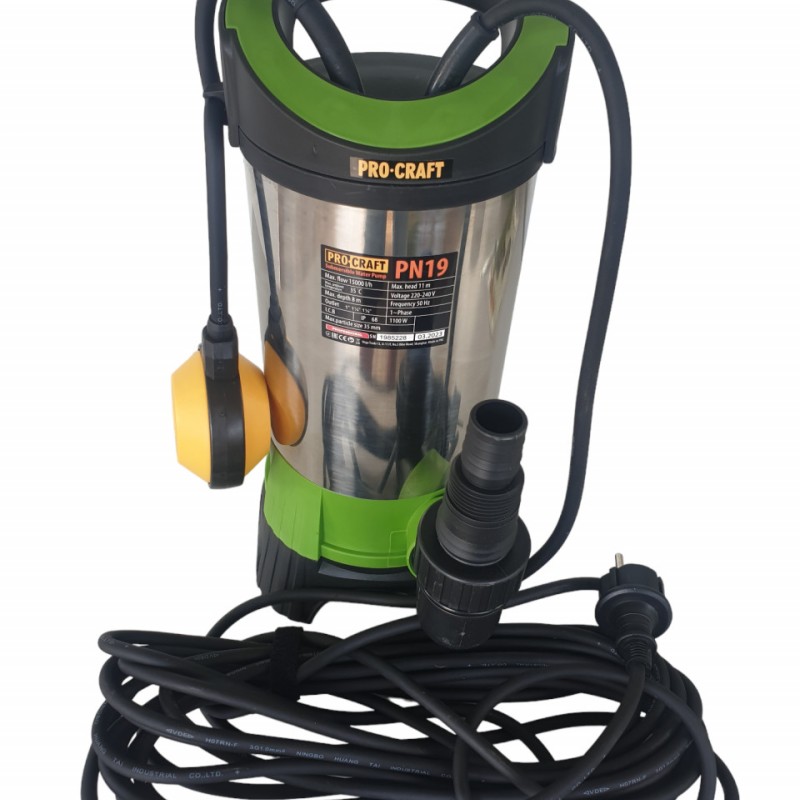 Pompa submersibila pentru apa murdara, PROCRAFT PN19, 1100W, 15000 l/h, adancime maxima 8 m Pompa submersibila pentru apa murdara, PROCRAFT PN19, 1100W, 15000 l/h, adancime maxima 8 m